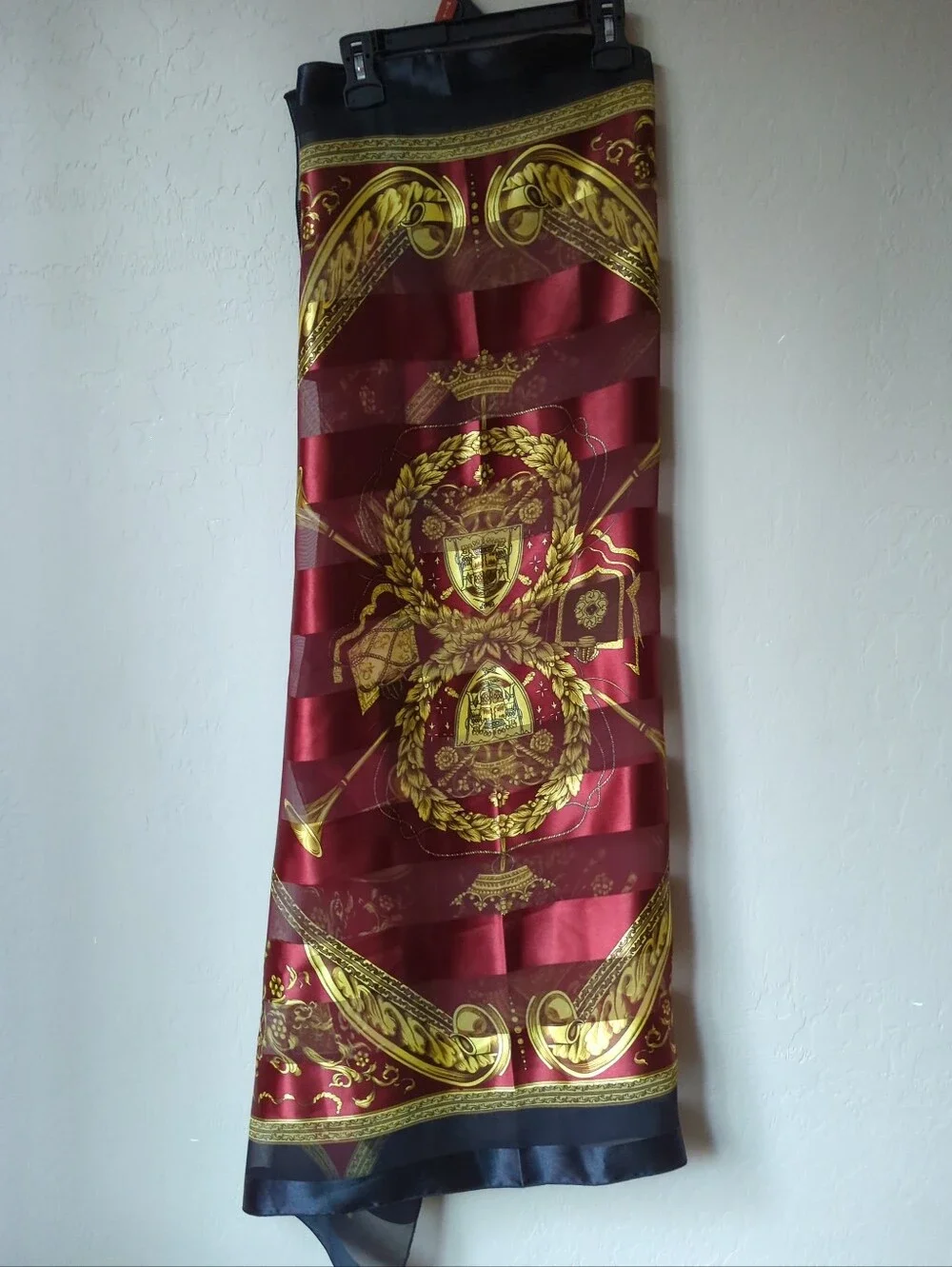 Vintage Olympic Sheer Scarf Heraldic Crest Wreath Motif Korea  40